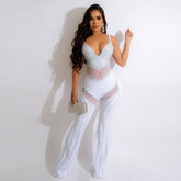 See through Rhinestone Jumpsuit